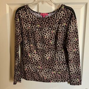 Betsey Johnson Leopard Print Top with Pink Tag